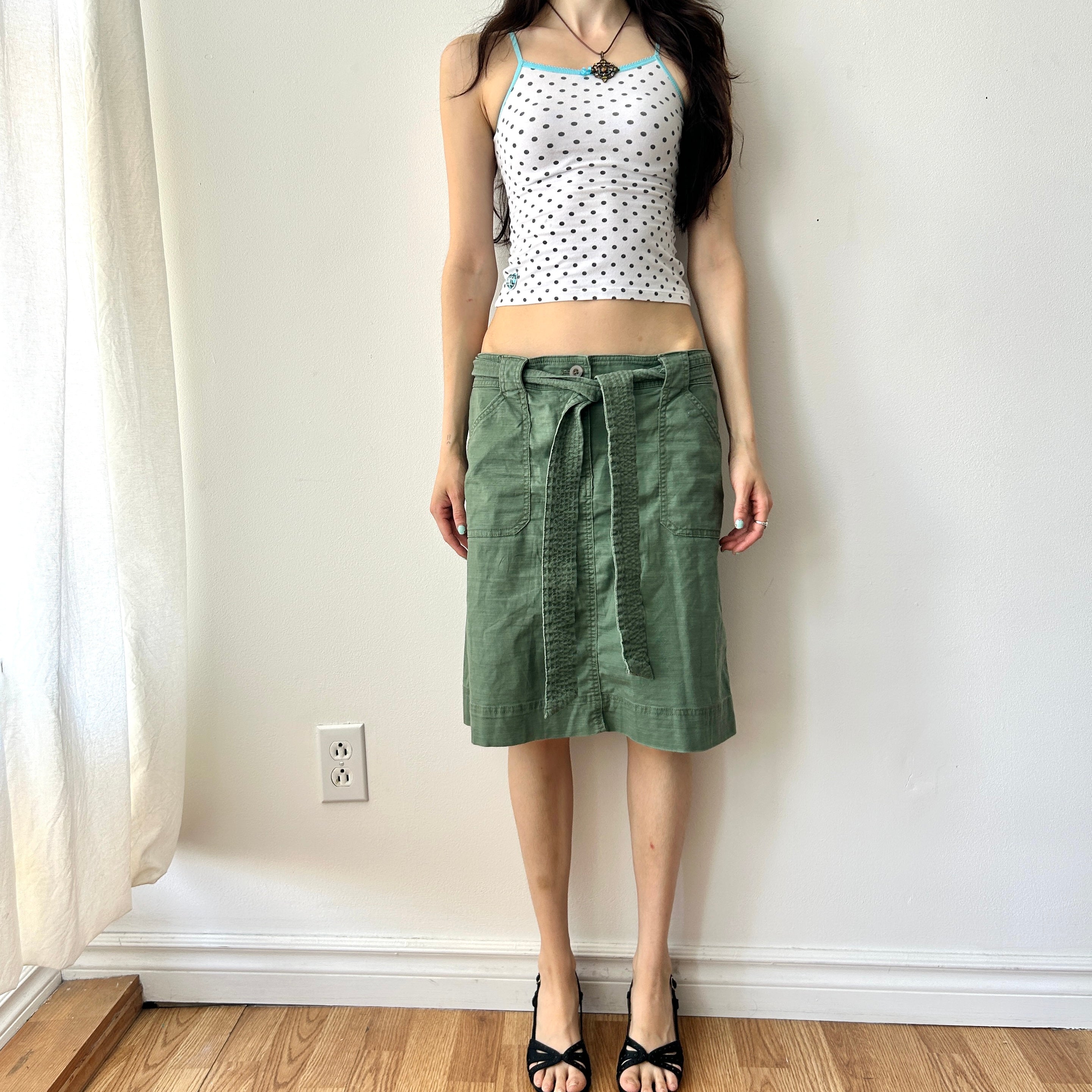 Y2K cargo utility belted midi skirt by Kersh
