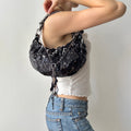 2000s sequin shoulder bag with feather detail (up-cycle)