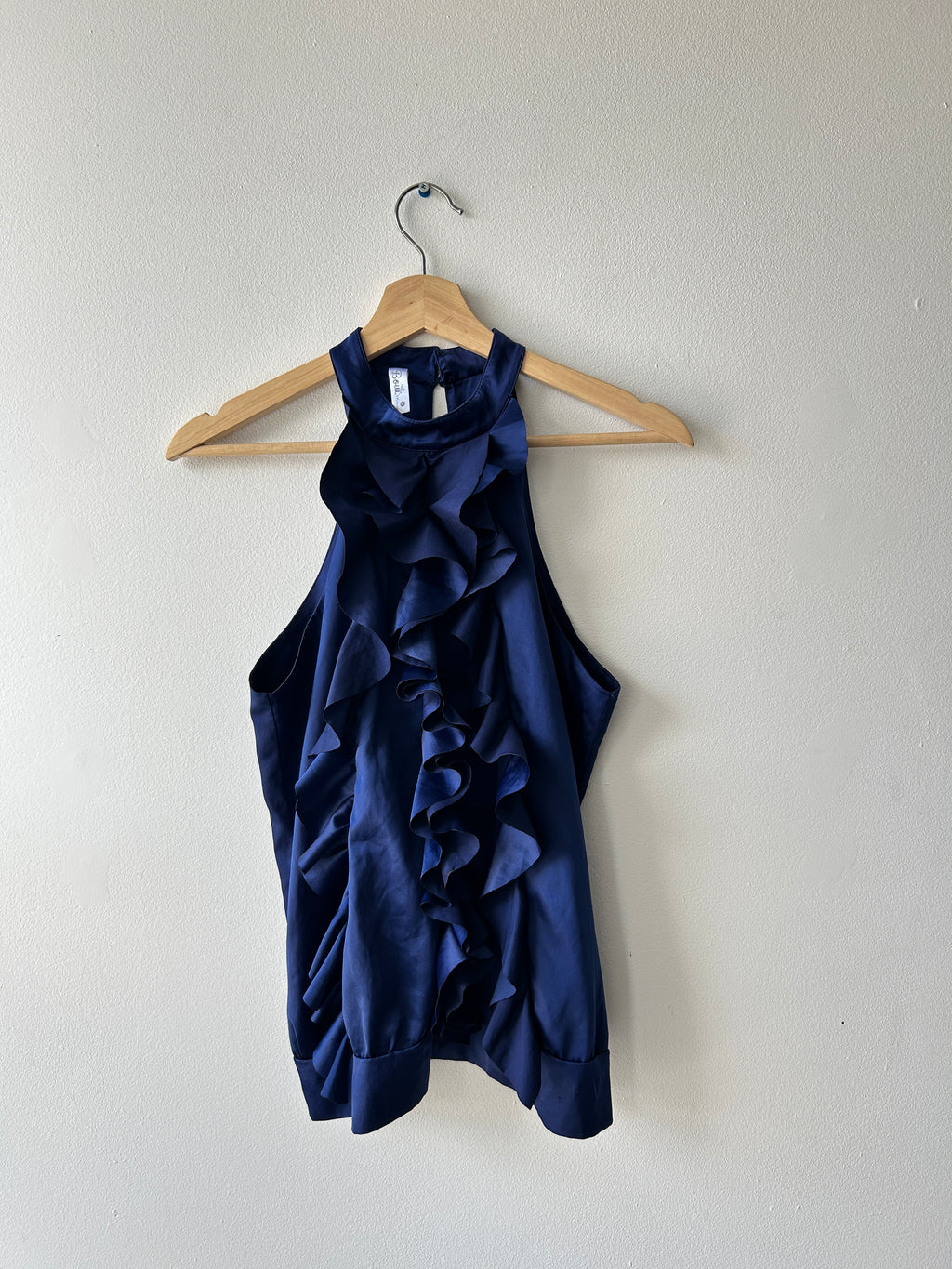 Twee ruffle halter neck blouse
