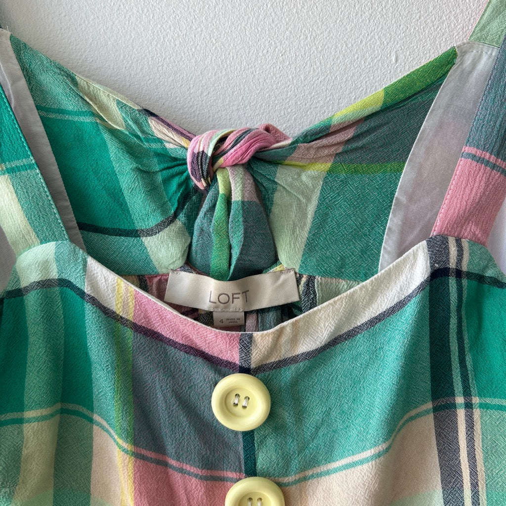 Twee plaid blouse with buttons by loft