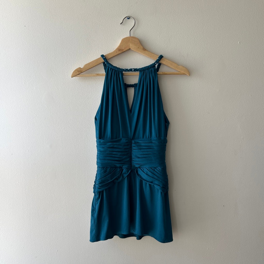 Y2K pleated top with braided neckline by le chateau