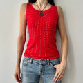 2000s beaded red top by new fashion