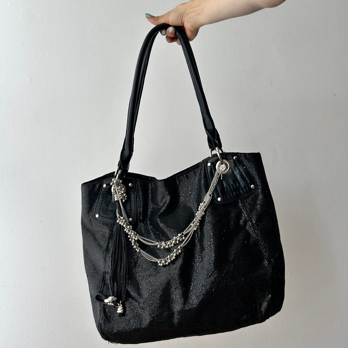2010s glitter tote shoulder bag