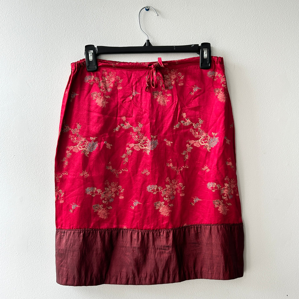 2000s satin midi skirt with drawstring waist