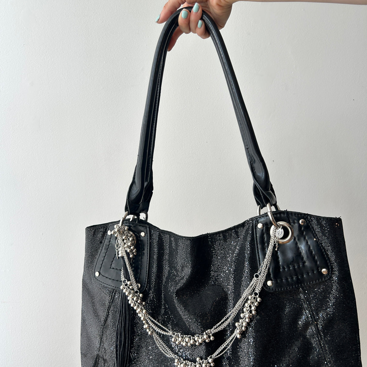 2010s glitter tote shoulder bag
