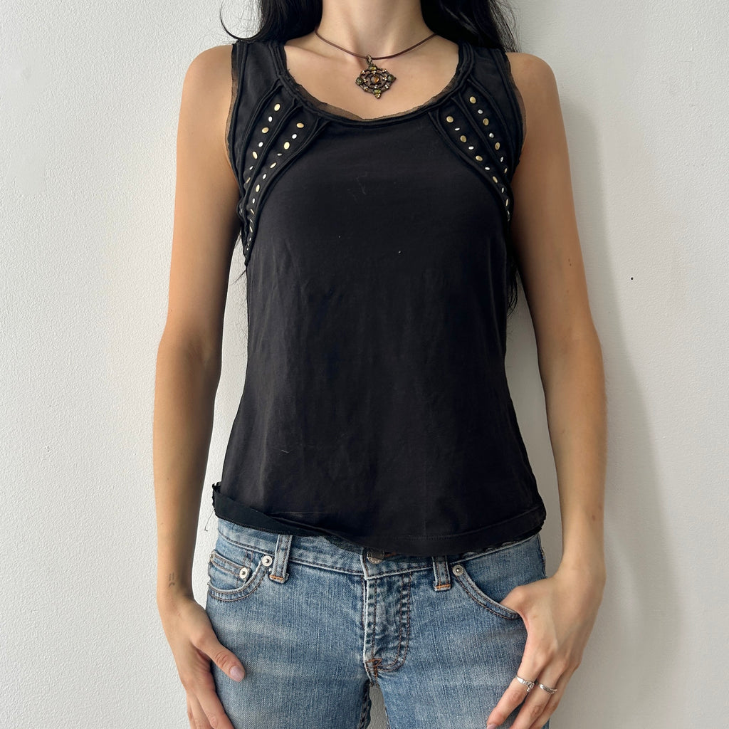 2010s studded tank top mesh details by MEXX