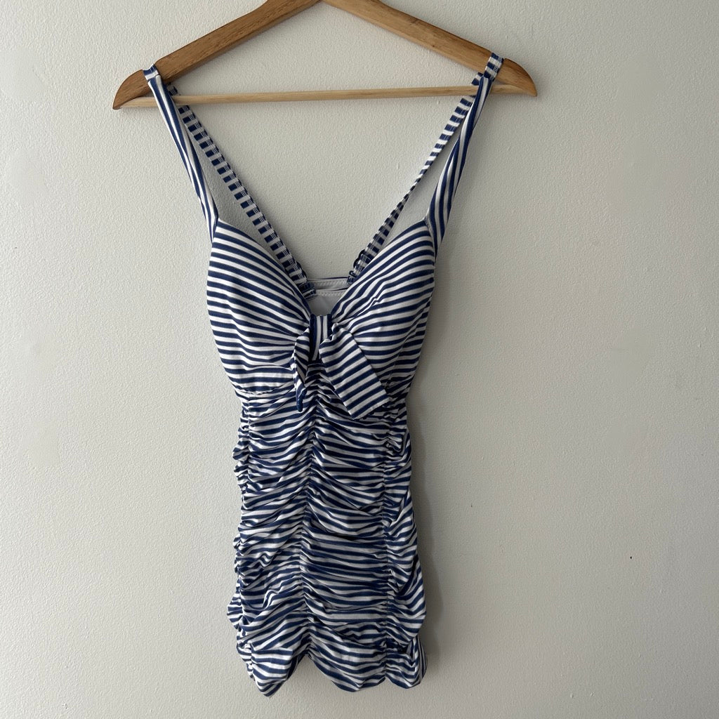 Y2K striped bustier top with bow