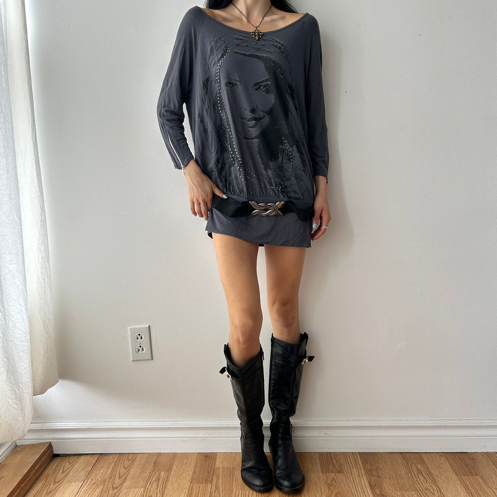 2010s dress top with belt by mim