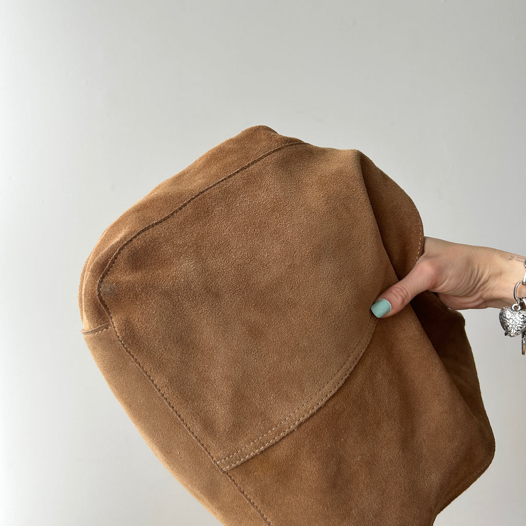 Y2K slouchy brown suede hobo bag by Le Chateau