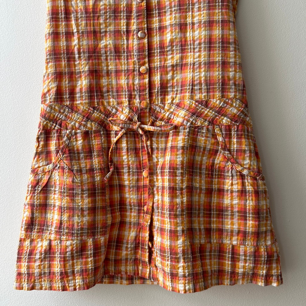 2010s orange plaid dress by mim