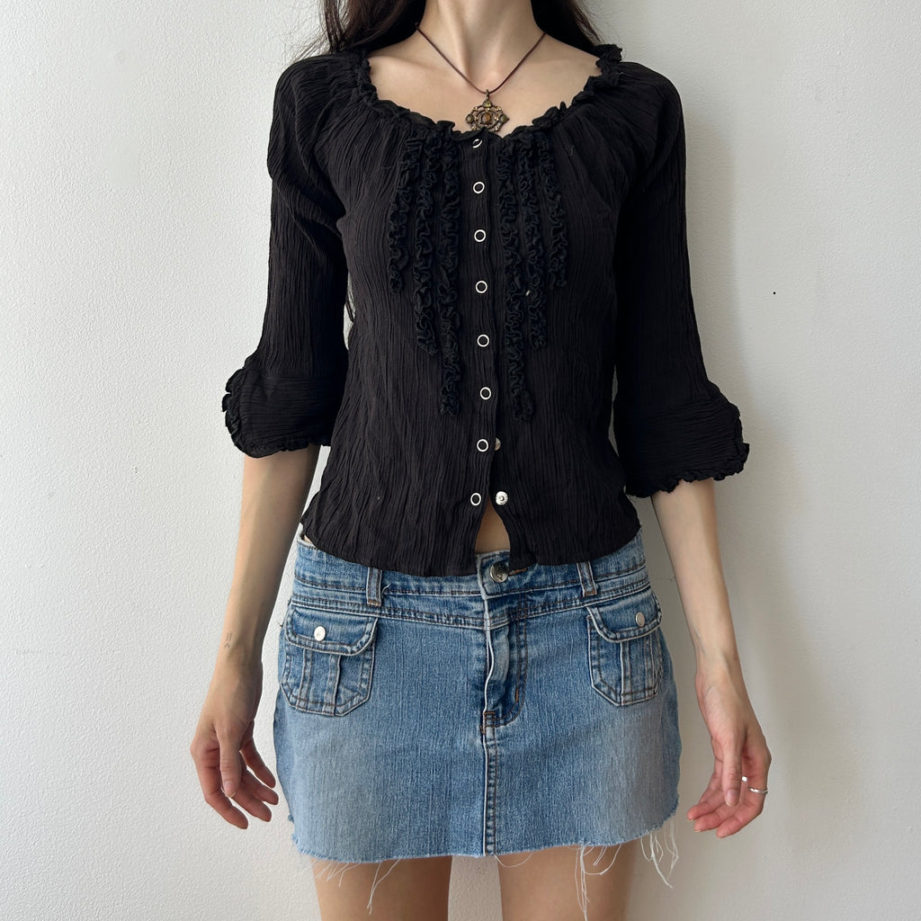 Y2K lettuce hem button up top by panhandle slim