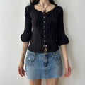 Y2K lettuce hem button up top by panhandle slim