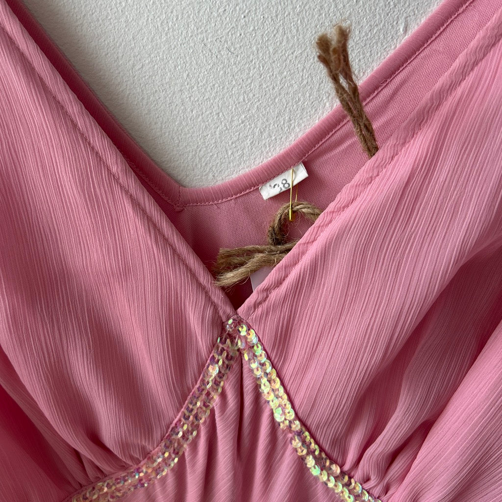 2000s sequin detail pink dress
