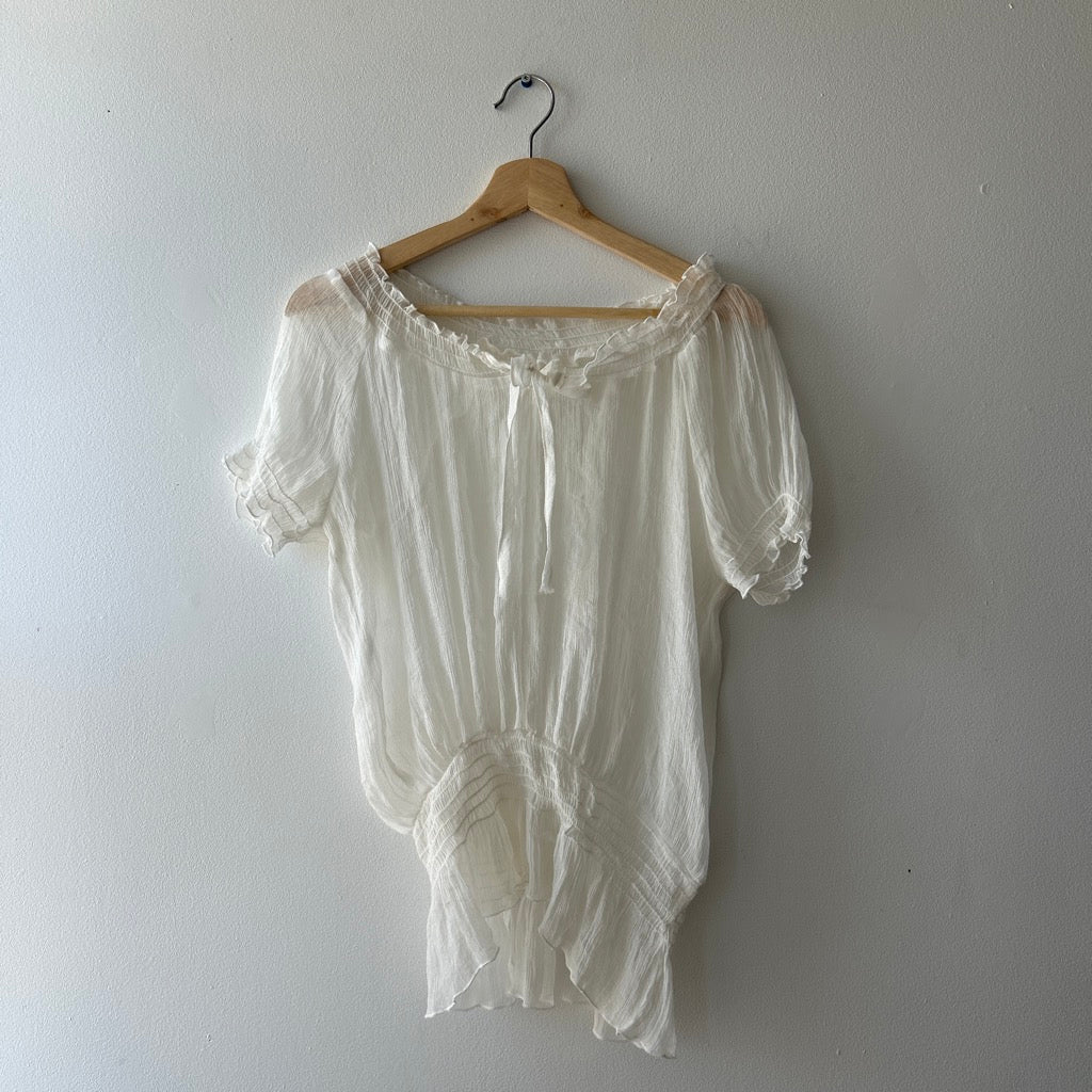 Boho smocked peasant blouse
