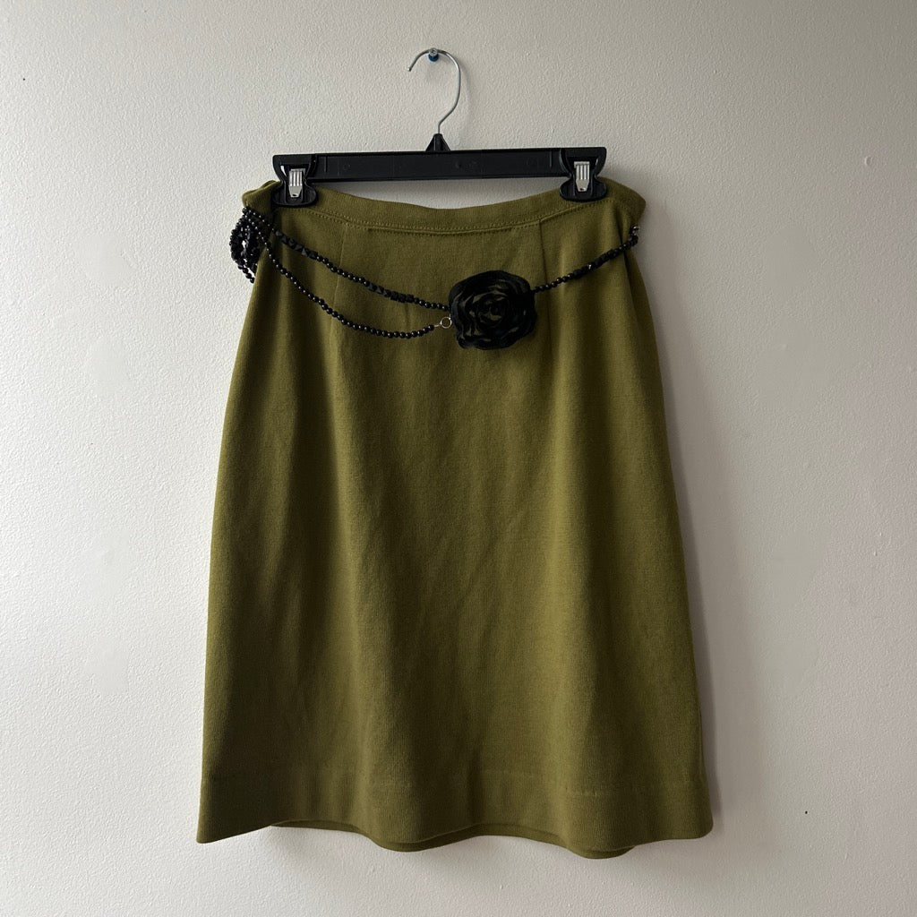 Vintage two piece set with flower belt (up-cycle)