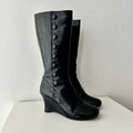 2000s military black wedge boots