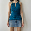 Y2K pleated top with braided neckline by le chateau