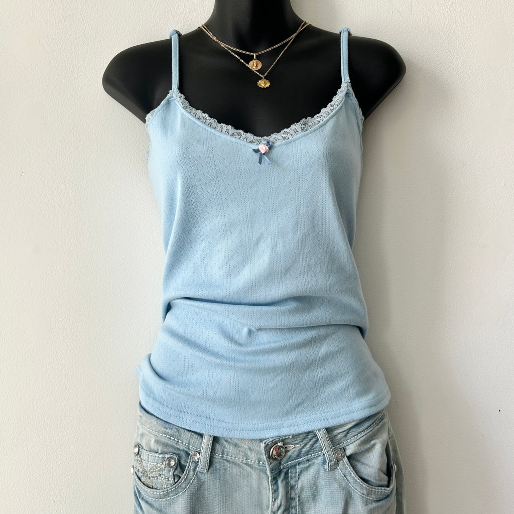 2000s lace trim cami top by Carisma