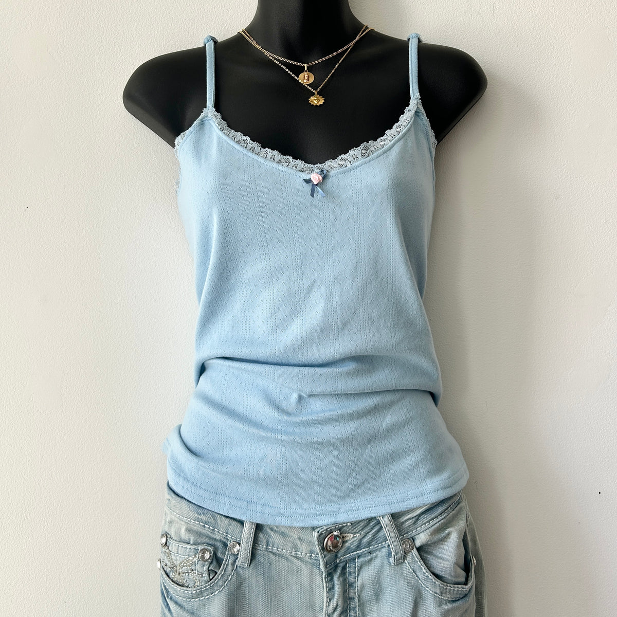 2000s lace trim cami top by Carisma