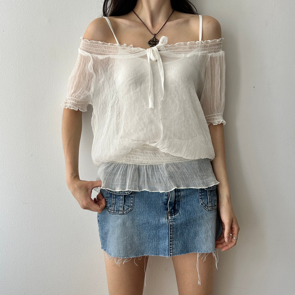 Boho smocked peasant blouse