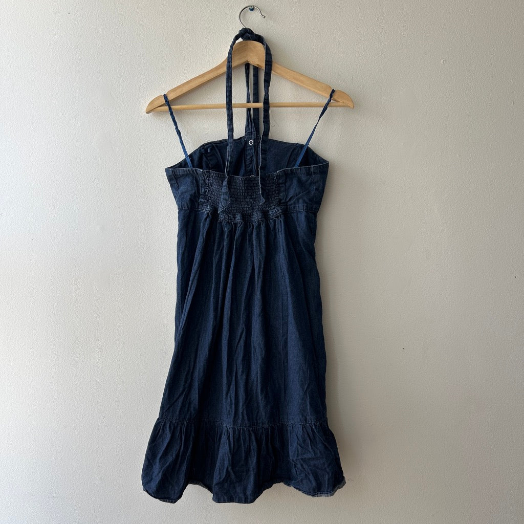 Y2K Denim halter dress by le chateau