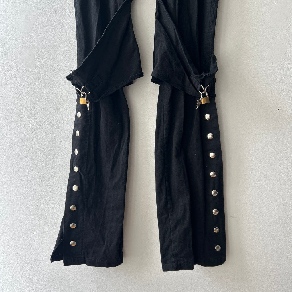 2000s black pants with lock and hardware