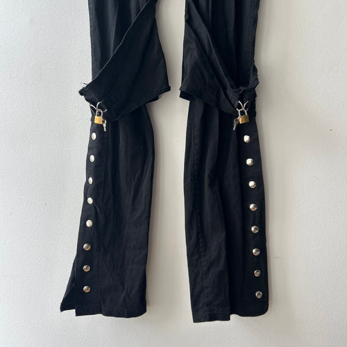 2000s black pants with lock and hardware