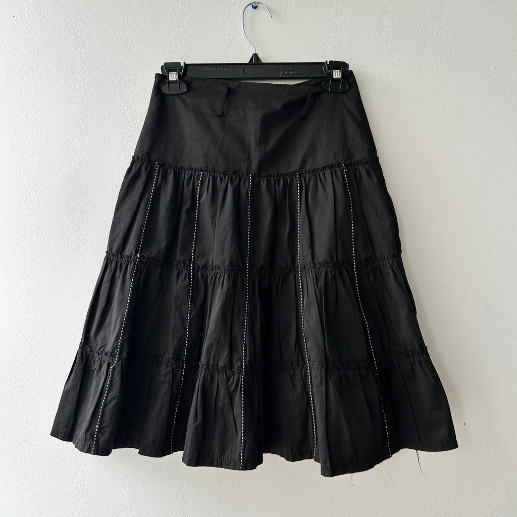 90s pleated midi skirt with contrast stitch