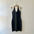 Vintage halter neck dress with floral appliqué by J. Ribkoff couture