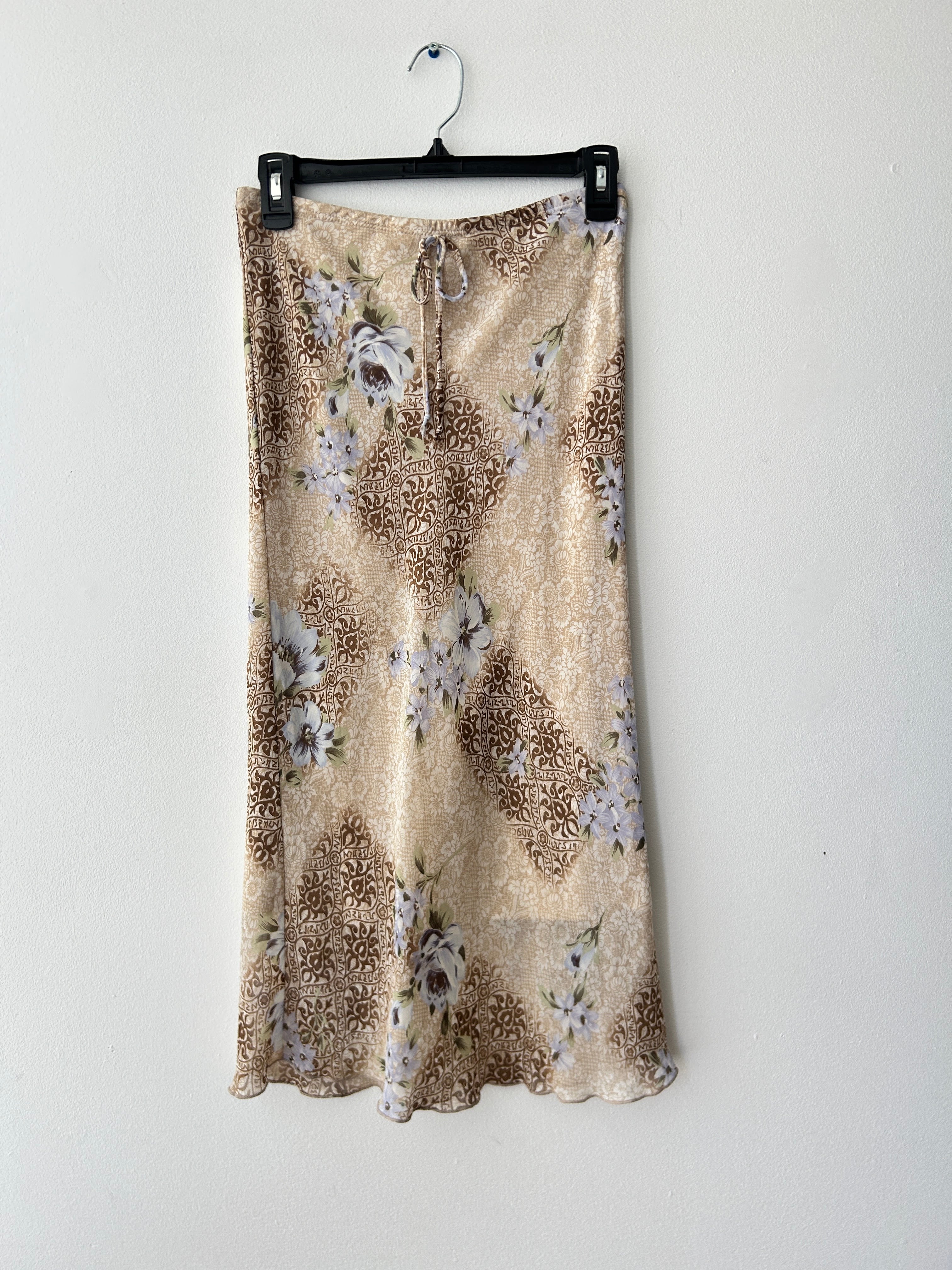 Boho Print Low Rise Midi Skirt