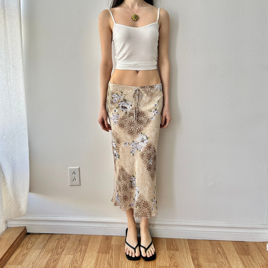 Boho Print Low Rise Midi Skirt