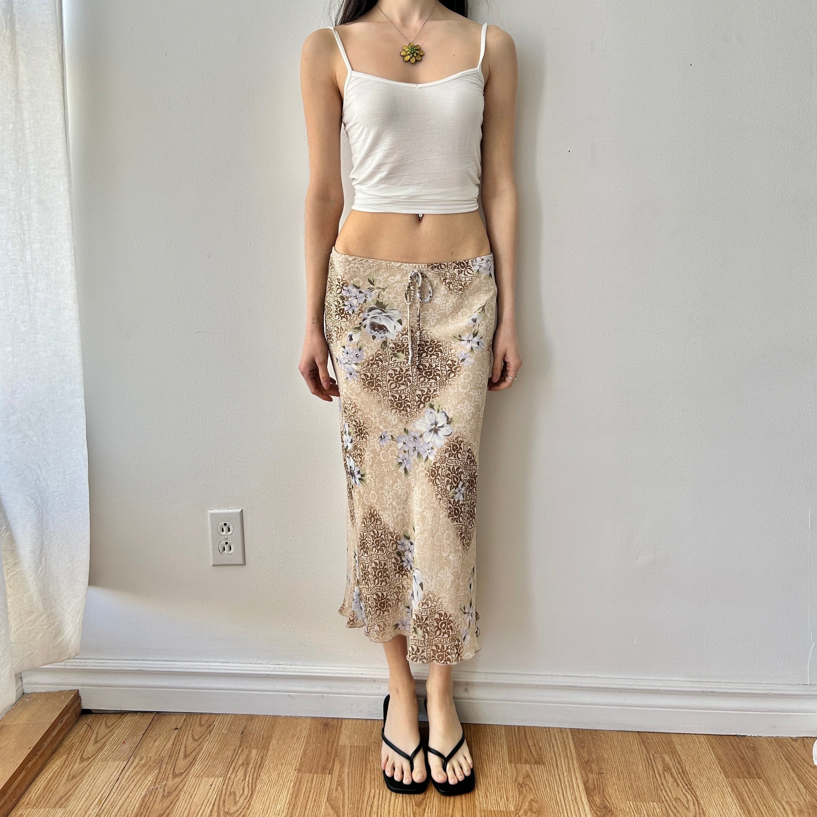 Boho Print Low Rise Midi Skirt