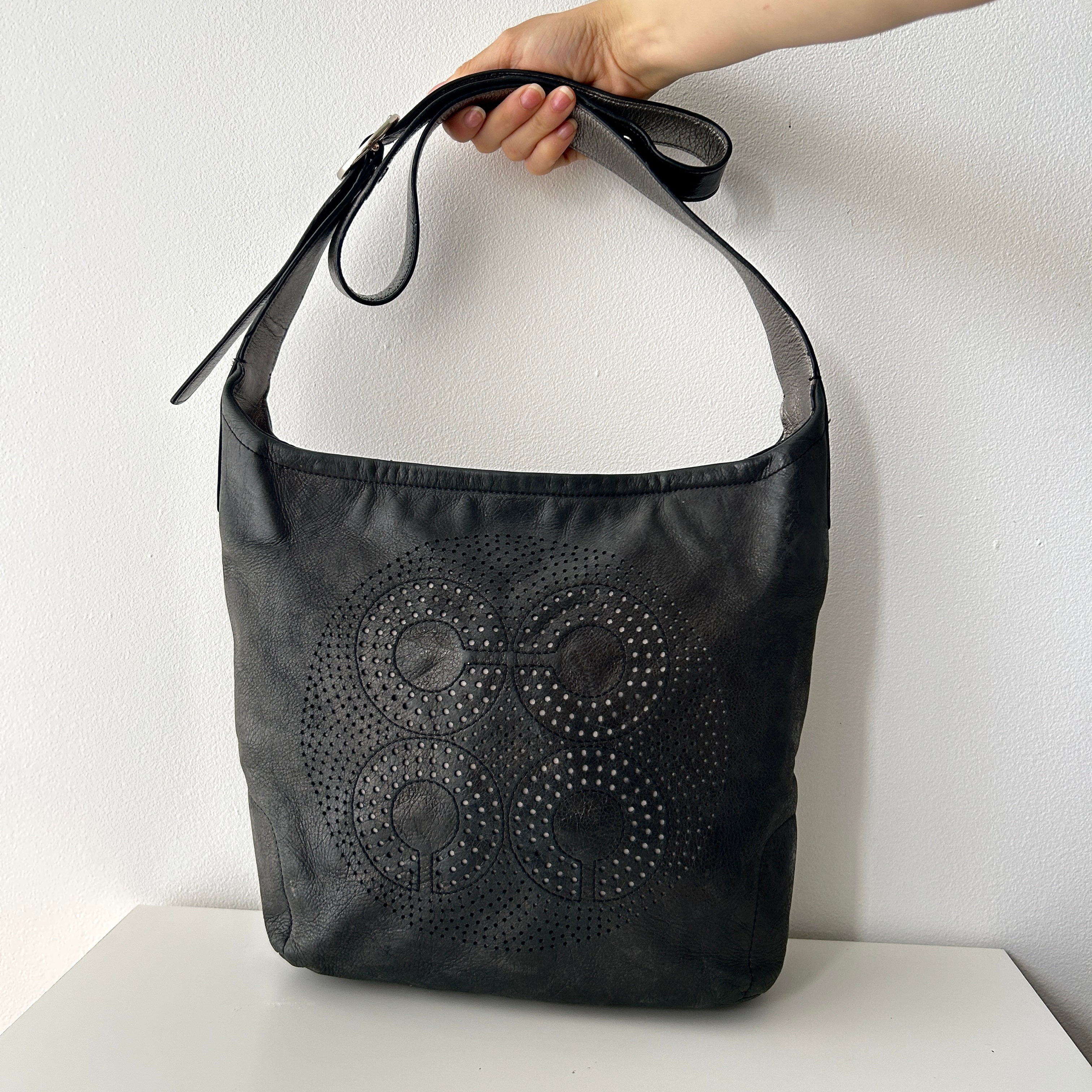 Y2K Boho Coach Audrey Hobo Black Crossbody Shoulder Bag
