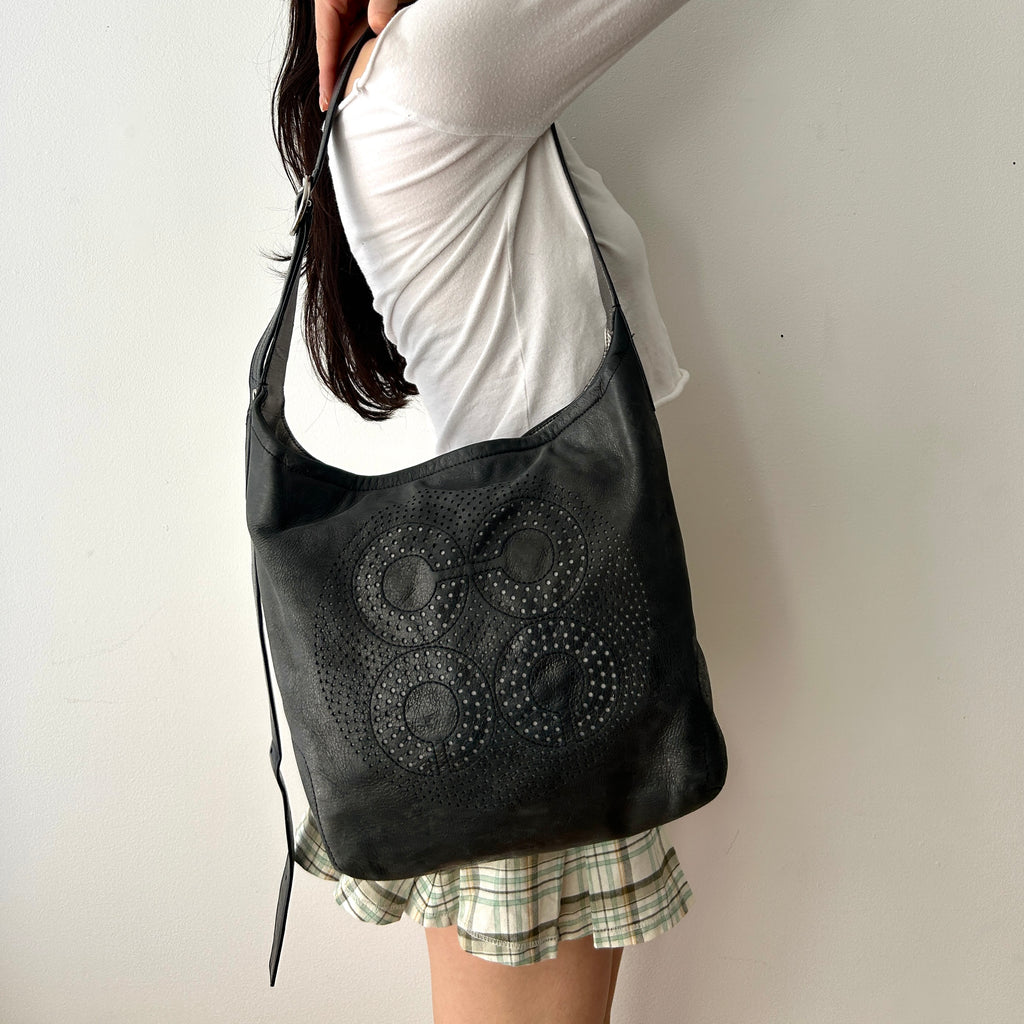 Y2K Boho Coach Audrey Hobo Black Crossbody Shoulder Bag