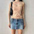 2000s Guess Bedazzled Top with Lace Straps (Upcycle)