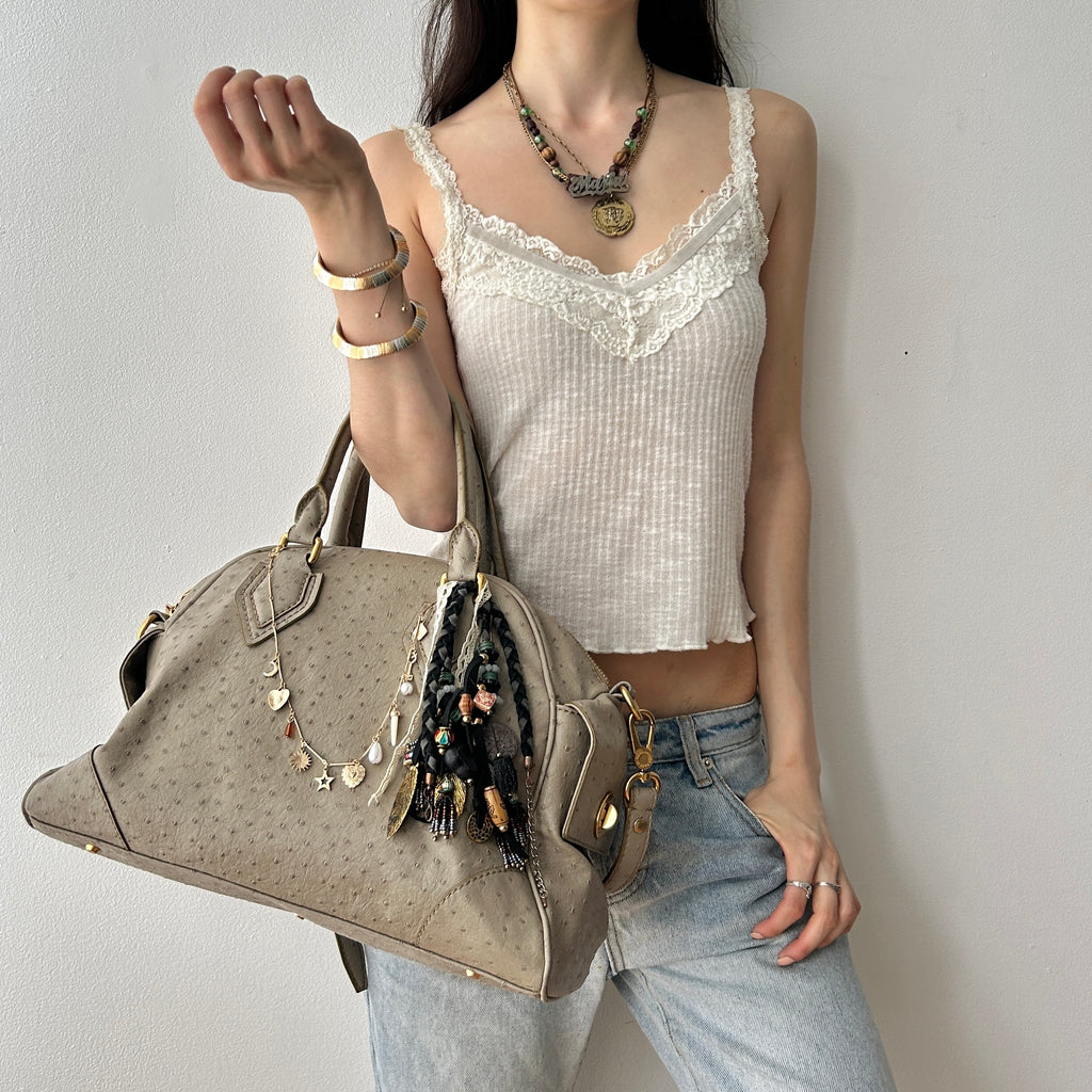 Marc by Marc Jacobs Brown Ostrich Embossed Handle Bag