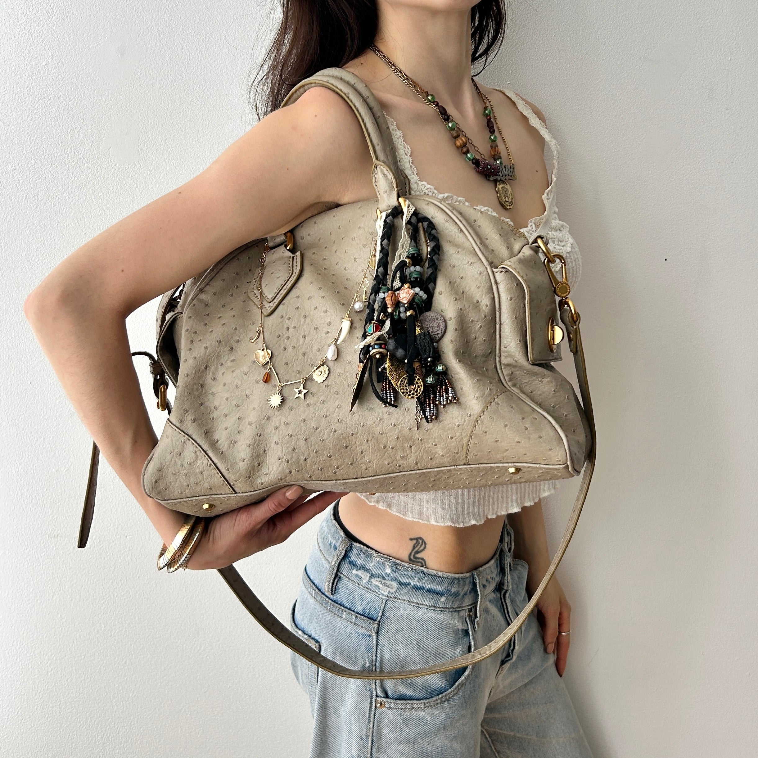 Marc by Marc Jacobs Brown Ostrich Embossed Handle Bag
