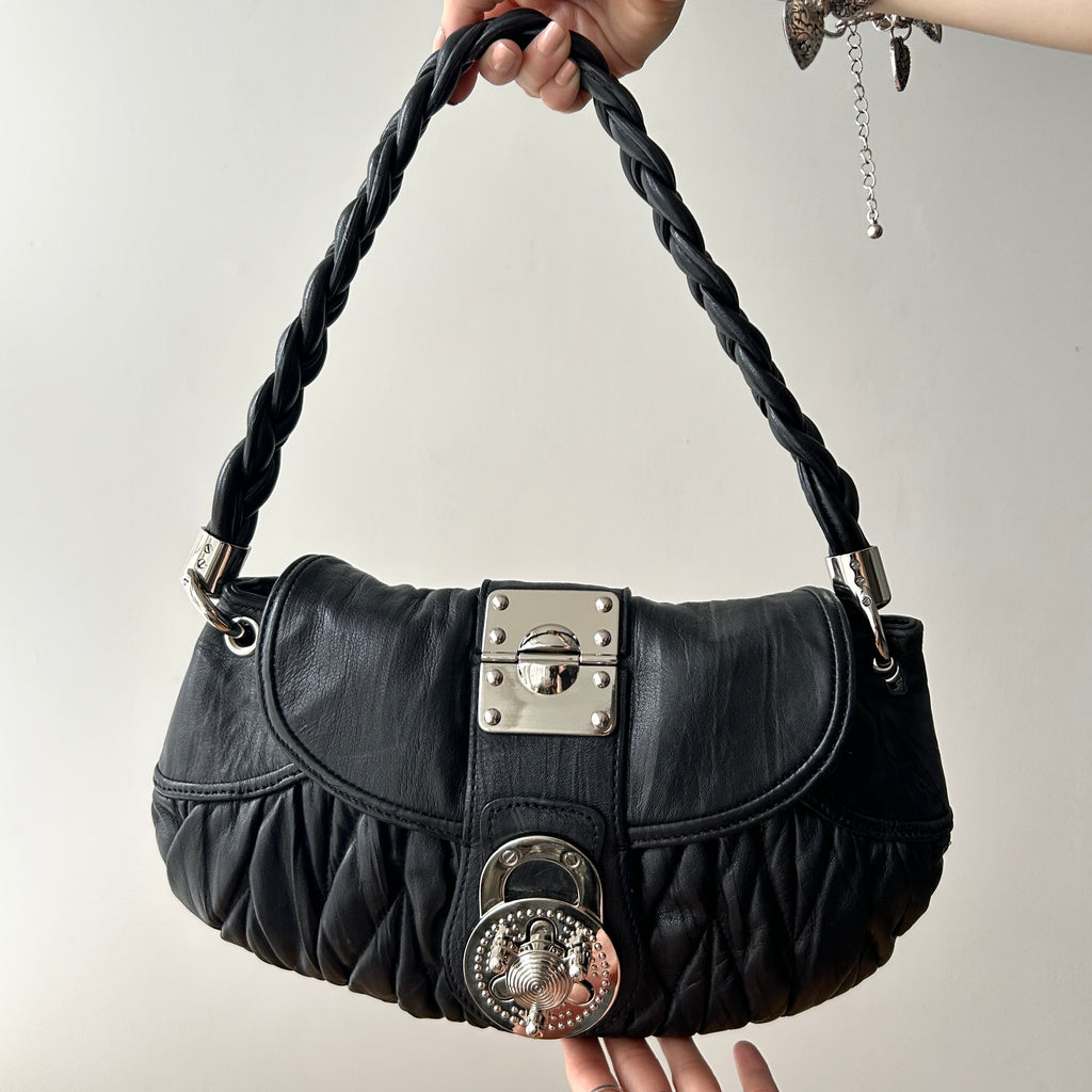 Y2K Steve Madden Black Shoulder Bag (Miu Miu Maltese style)