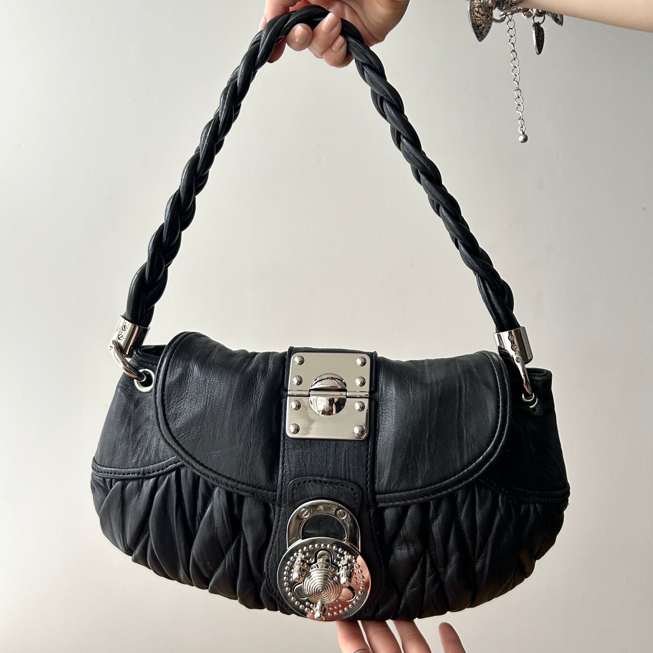 Y2K Steve Madden Black Shoulder Bag (Miu Miu Maltese style)