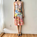 Y2K Fairy Slash Print Midi Dress