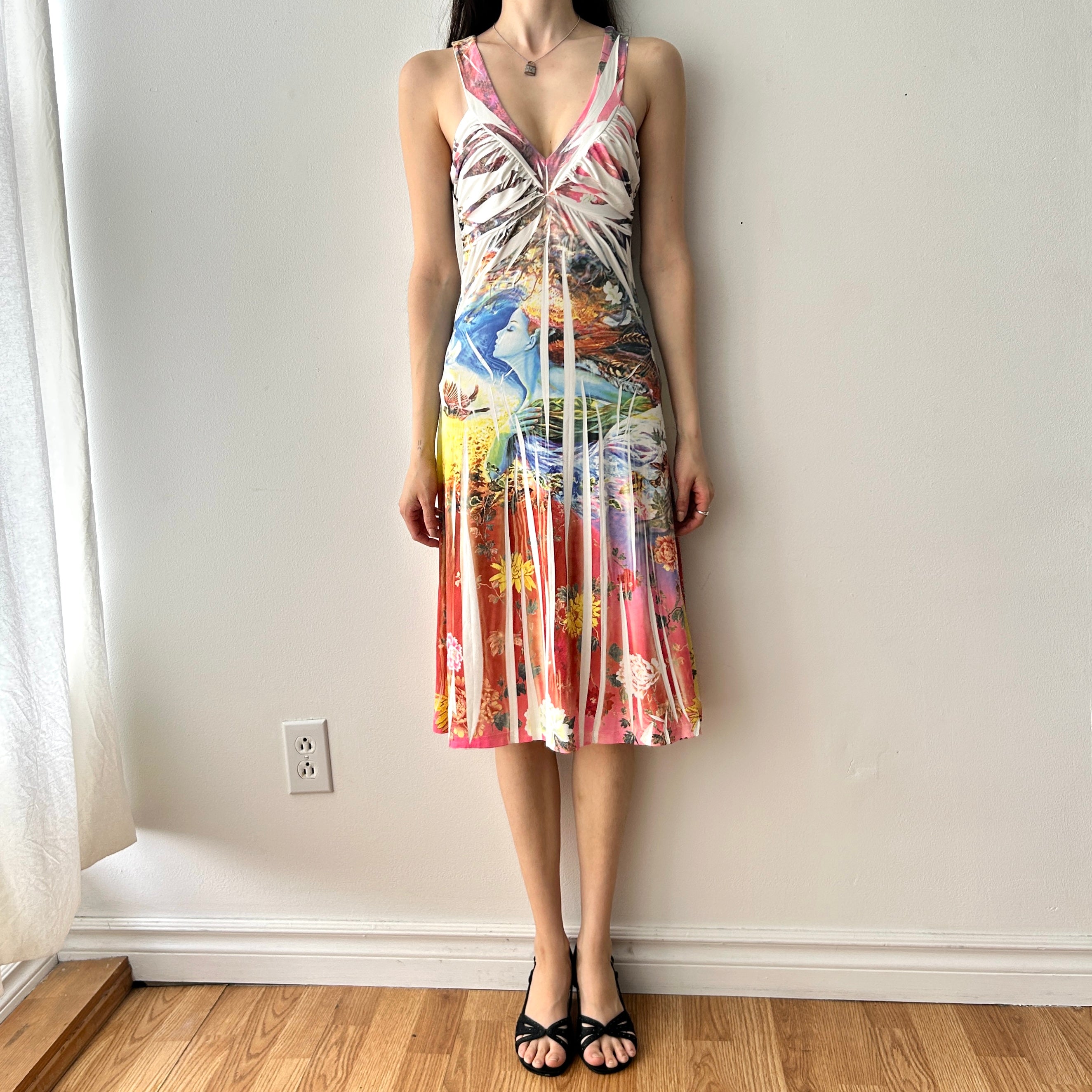 Y2K Fairy Slash Print Midi Dress