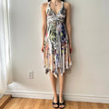 Y2K Fairy White Slash Print Midi Dress