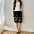 Y2K Black Knit Low Rise Midi Skirt