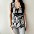 Y2K Sleeveless Top with Belt & Waist Tie