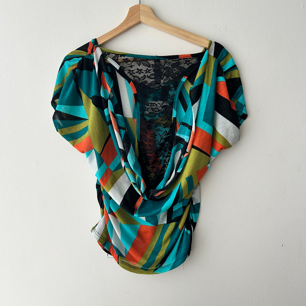 Y2K Grunge Lace Open Back Slouchy Shirt