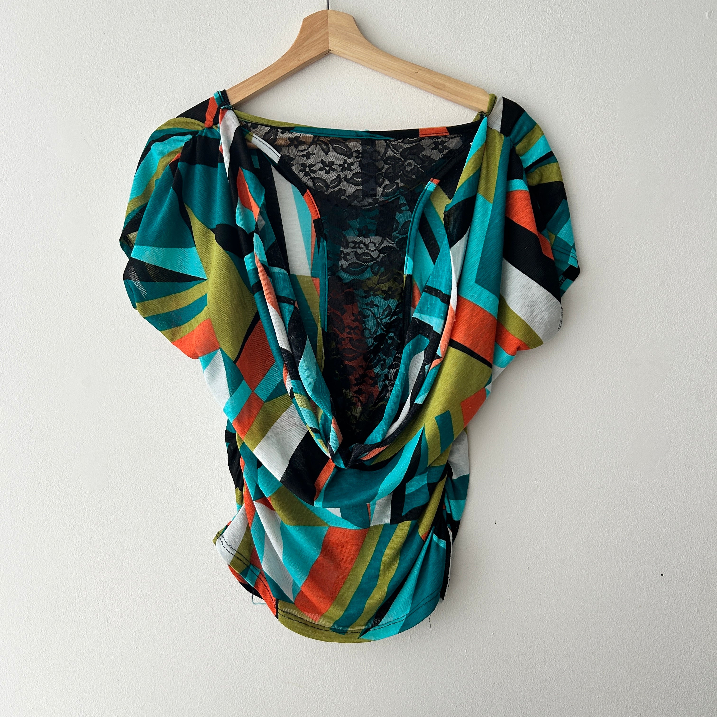 Y2K Grunge Lace Open Back Slouchy Shirt