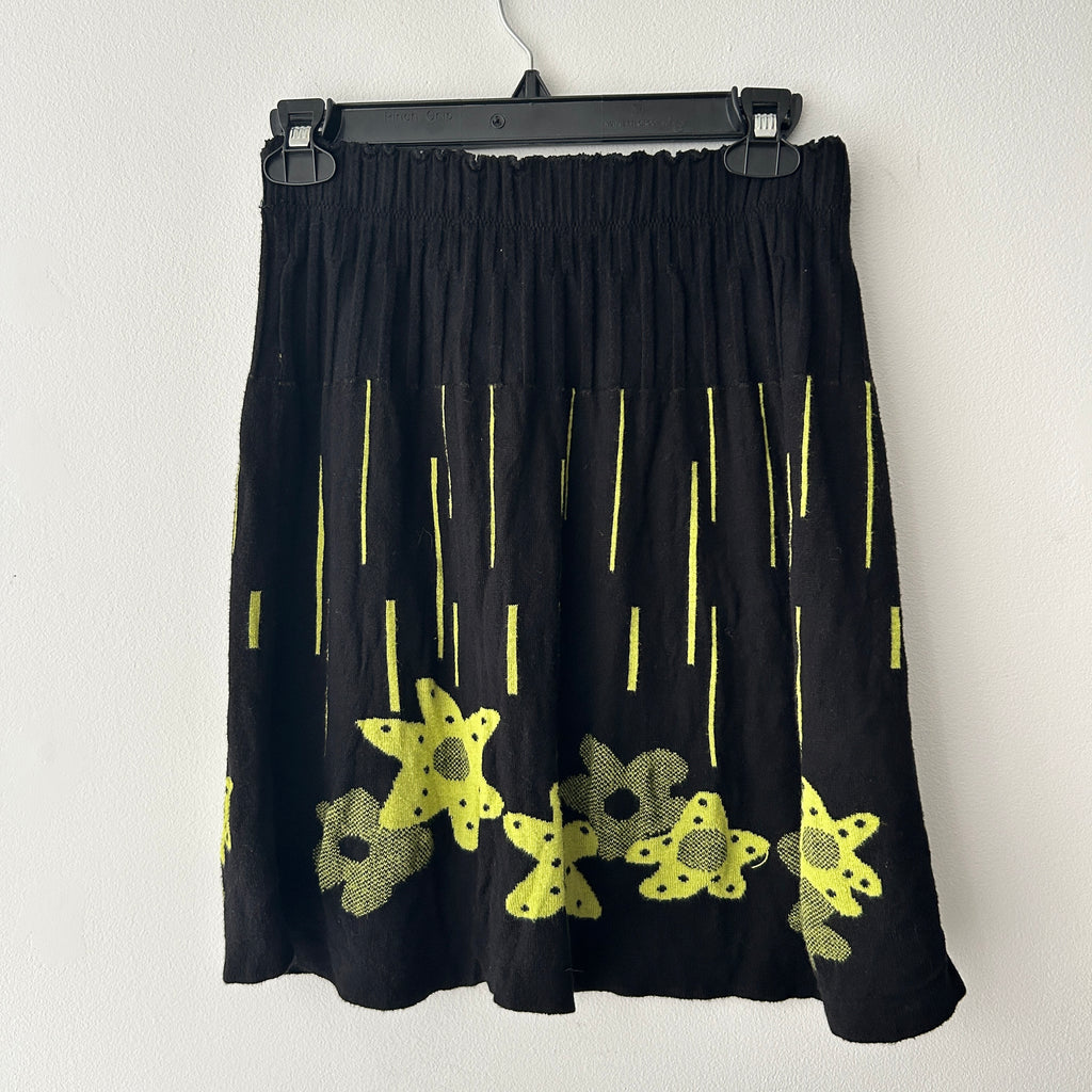 Y2K Black Knit Low Rise Midi Skirt