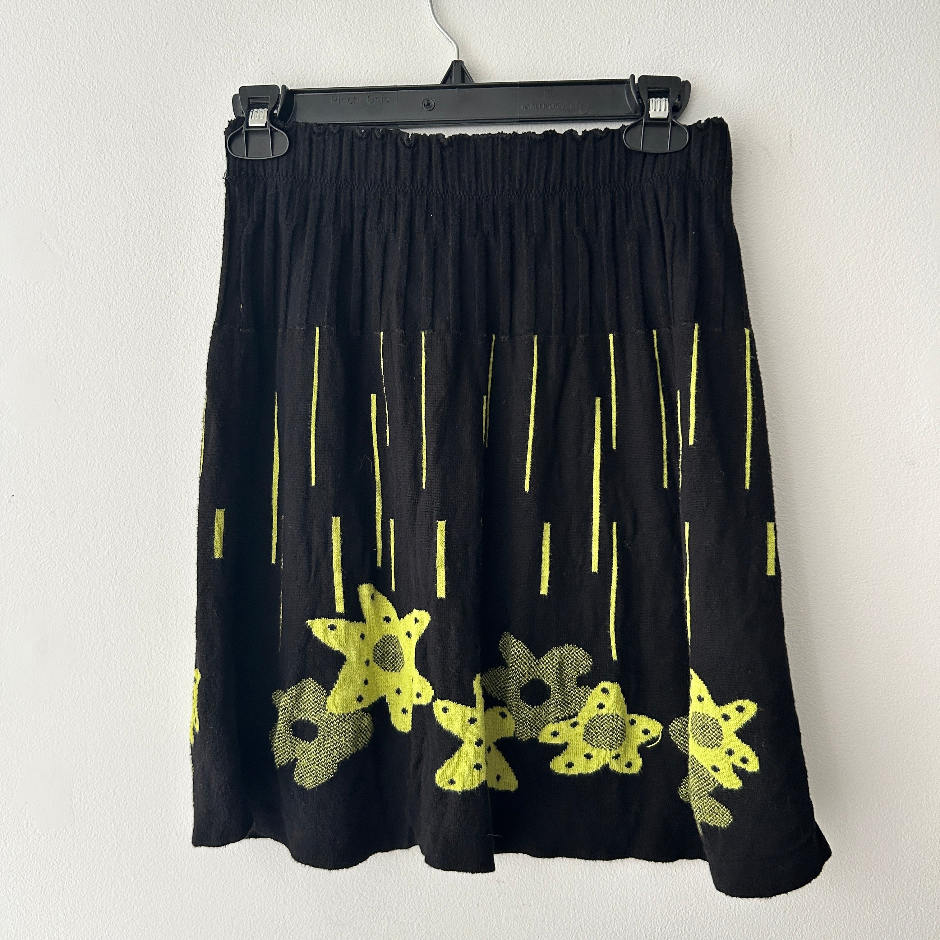 Y2K Black Knit Low Rise Midi Skirt