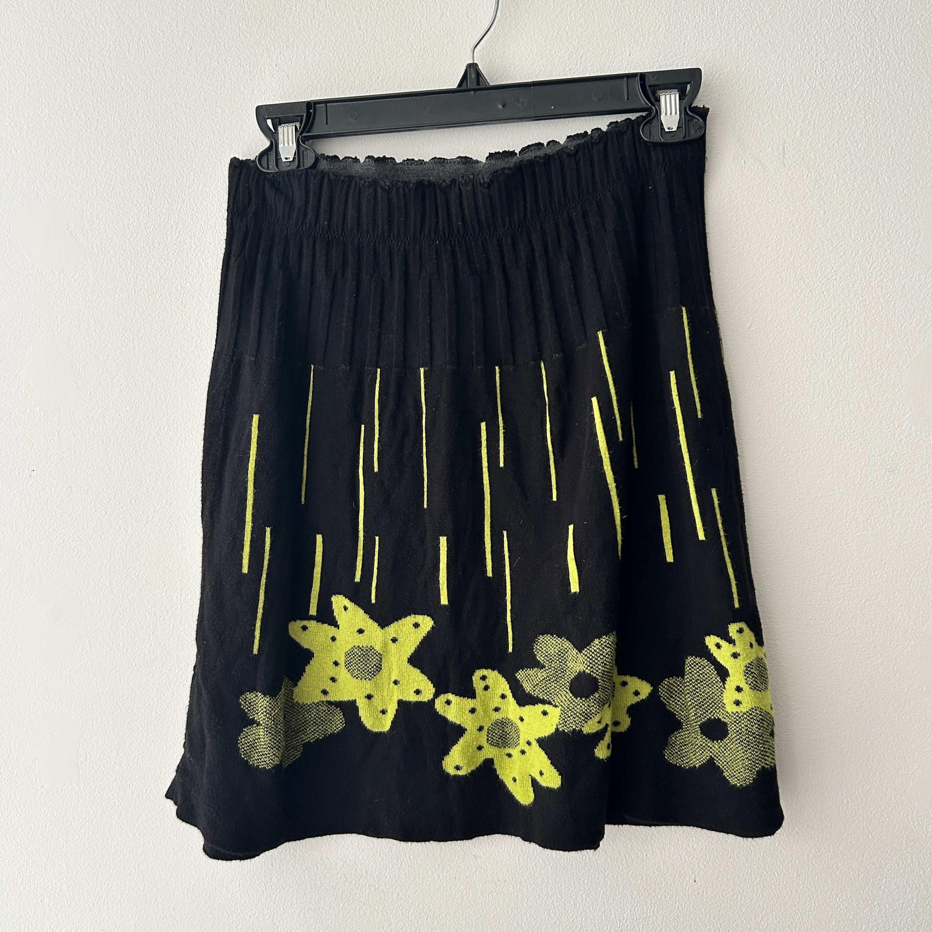 Y2K Black Knit Low Rise Midi Skirt
