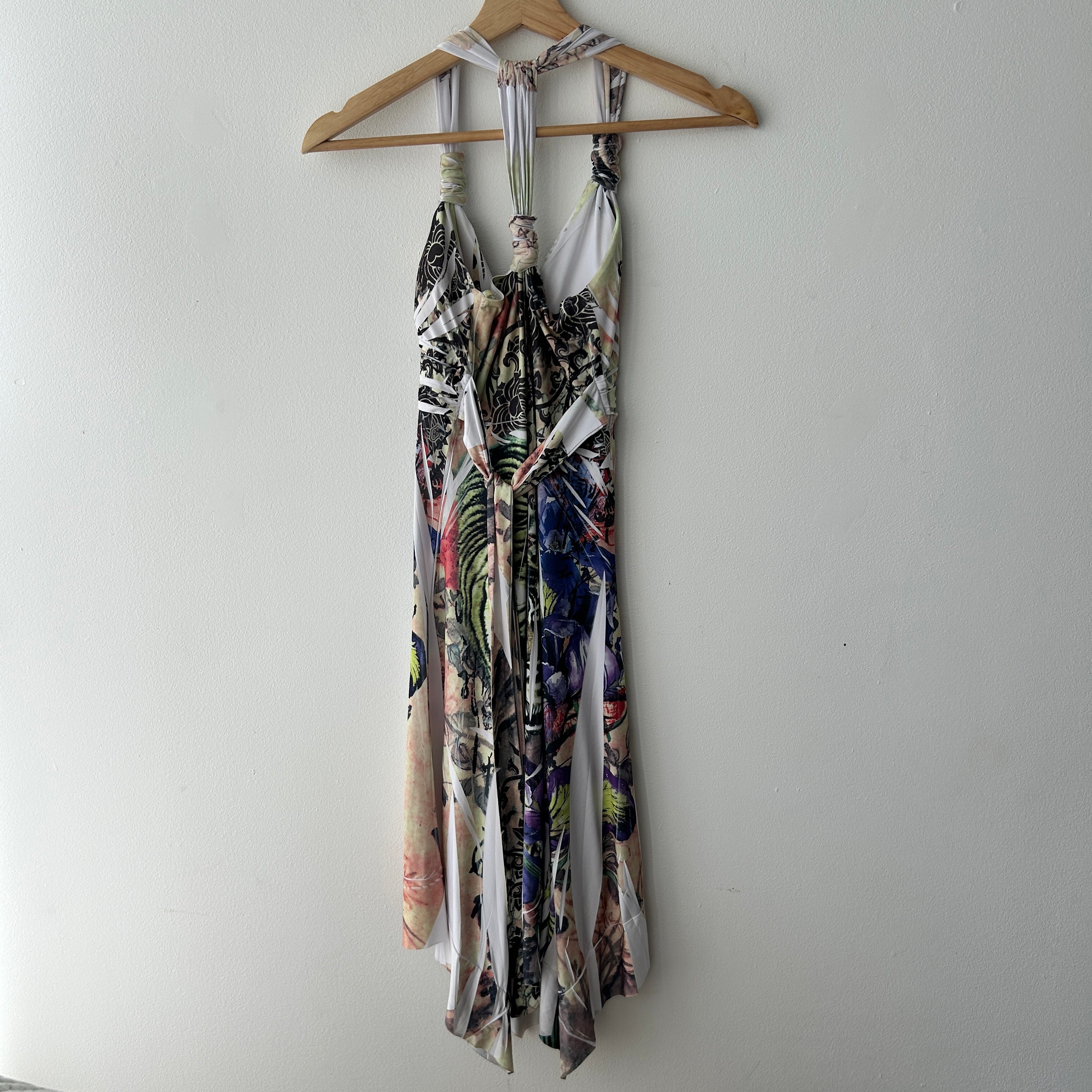 Y2K Fairy White Slash Print Midi Dress